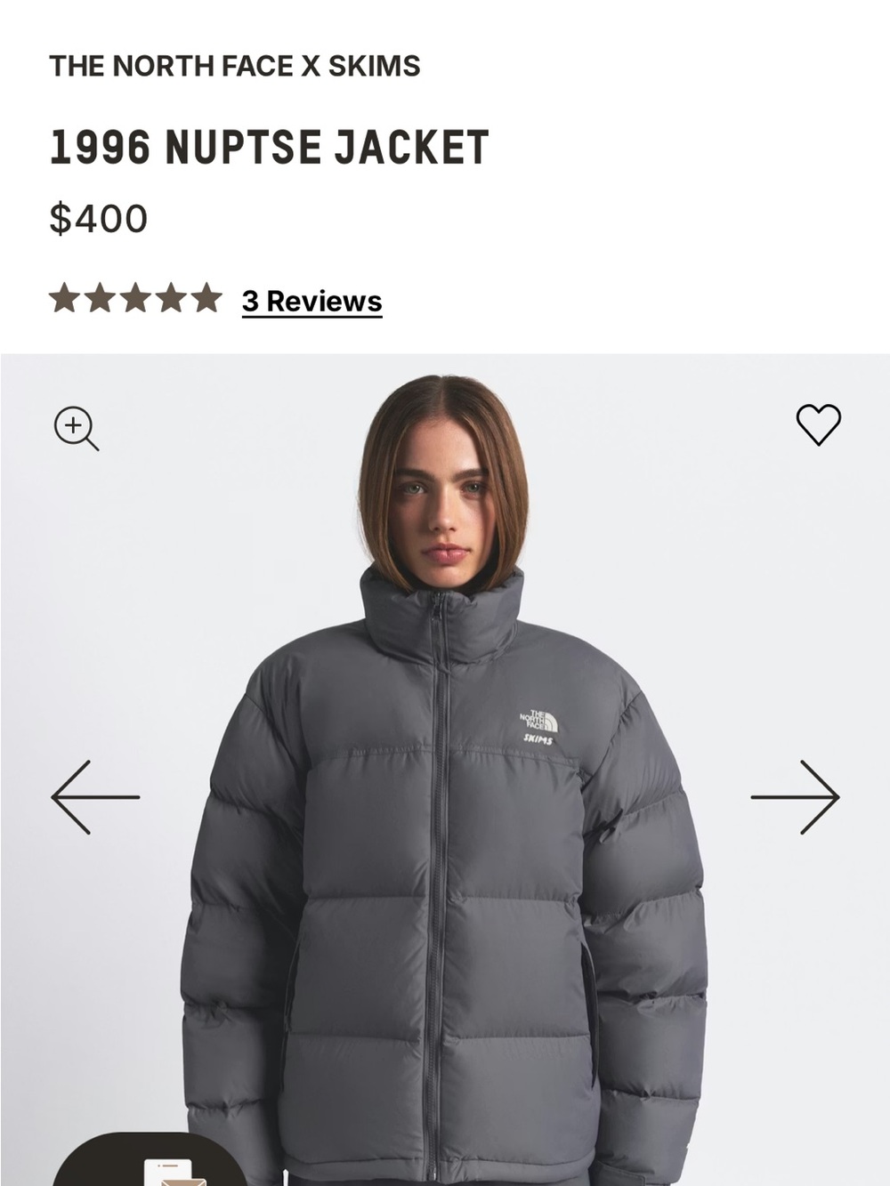The North Face 1996 Nuptse Jacket - Charcoal Gray
